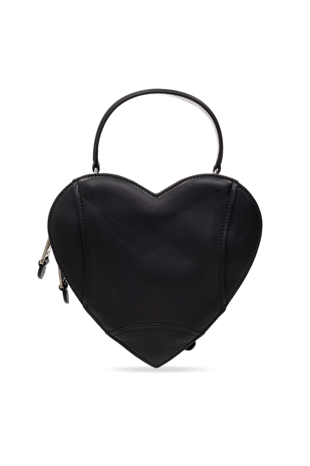 【PORTERNA】Shine Heart Shoulder Bag Black shoulder bag with satin texture brand STEVE MADDEN